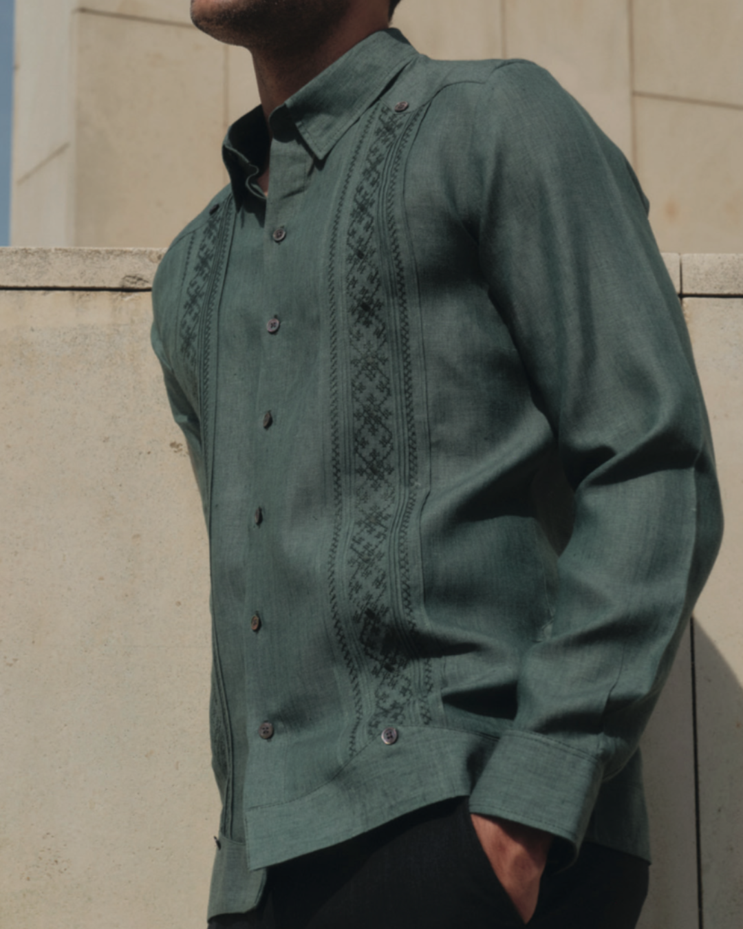 GUAYABERA ABITO GARDEN OLIVO