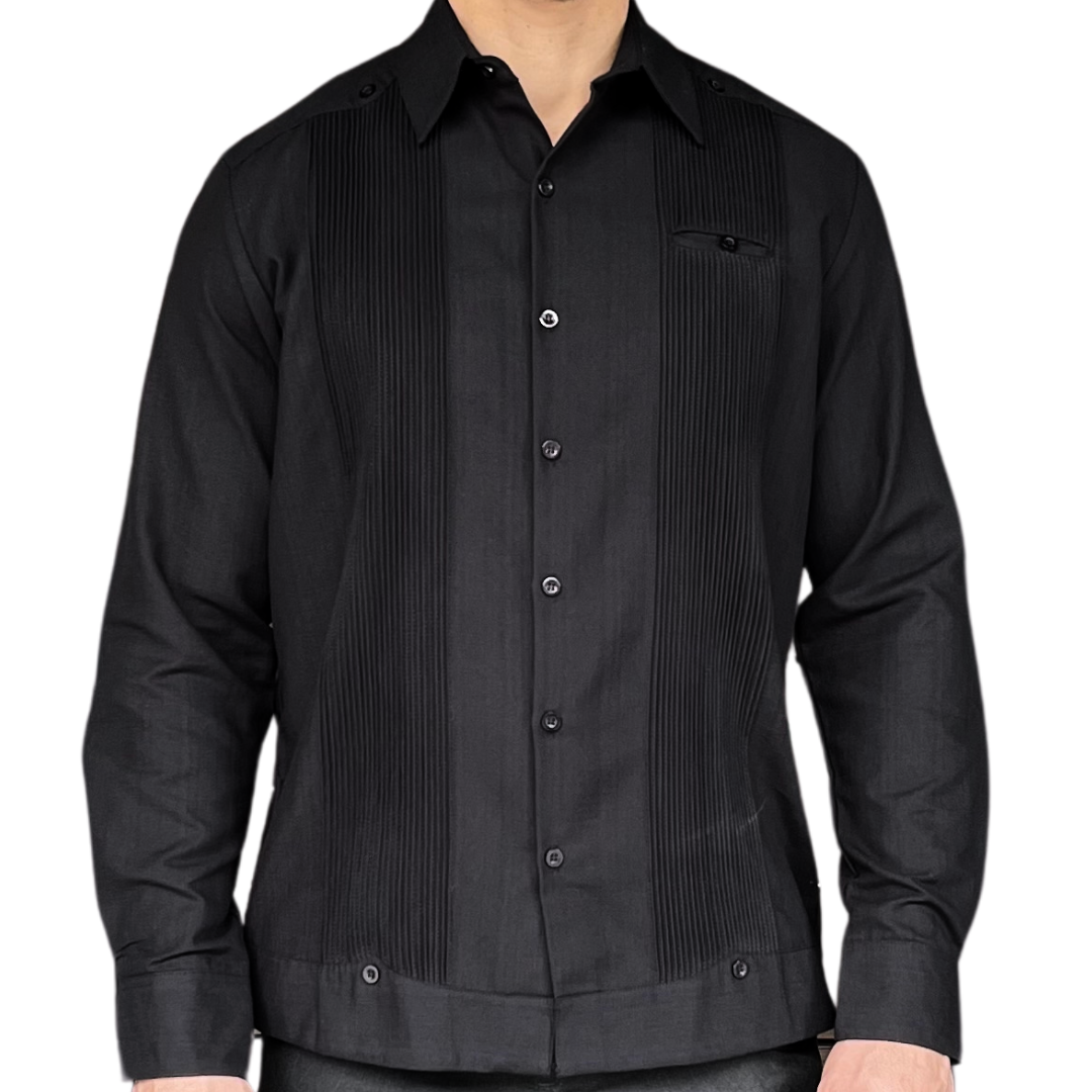 GUAYABERA MERIDANAS NEGRO CAMPECHE