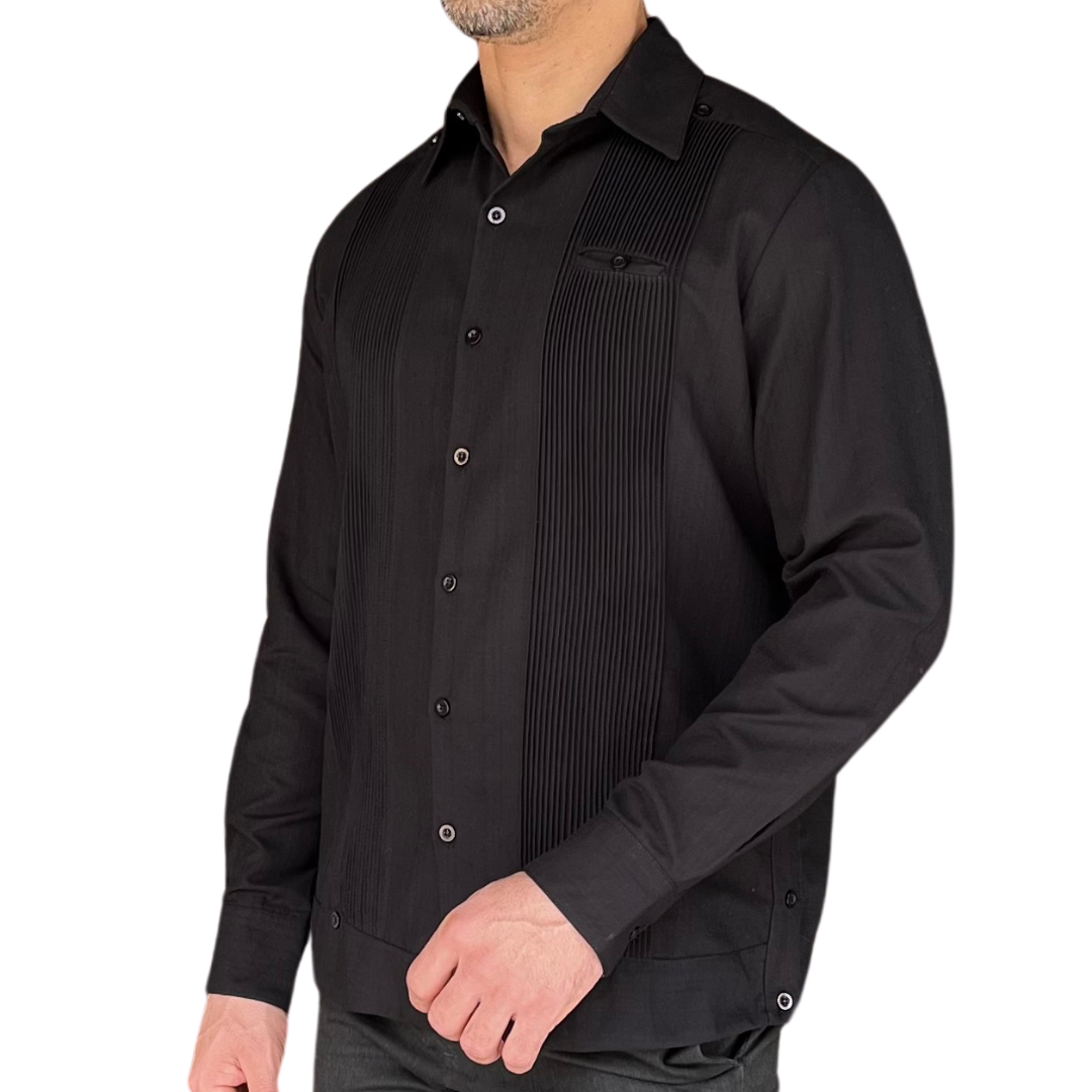 GUAYABERA MERIDANAS NEGRO CAMPECHE