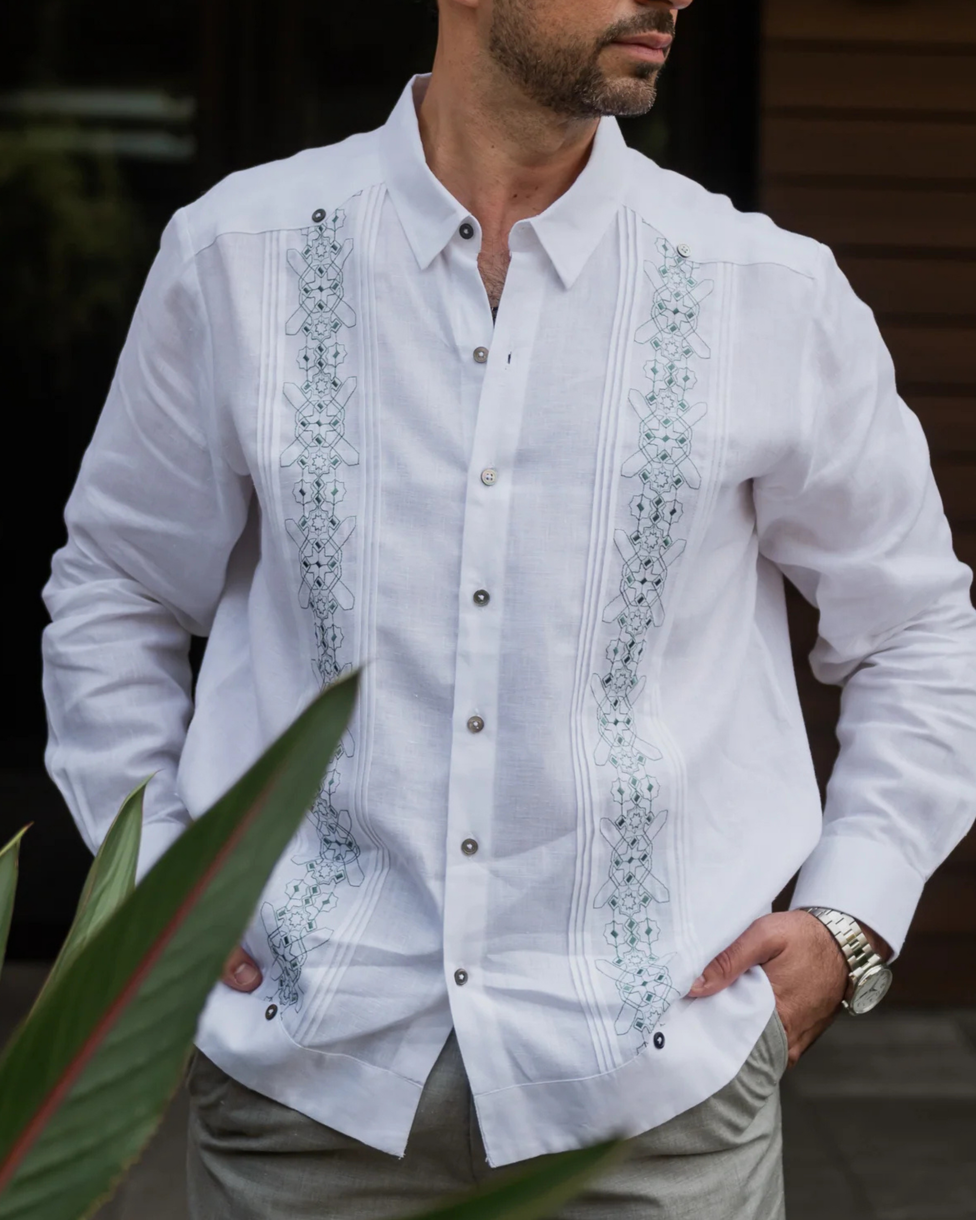 GUAYABERA ABITO BLANCO CHAR