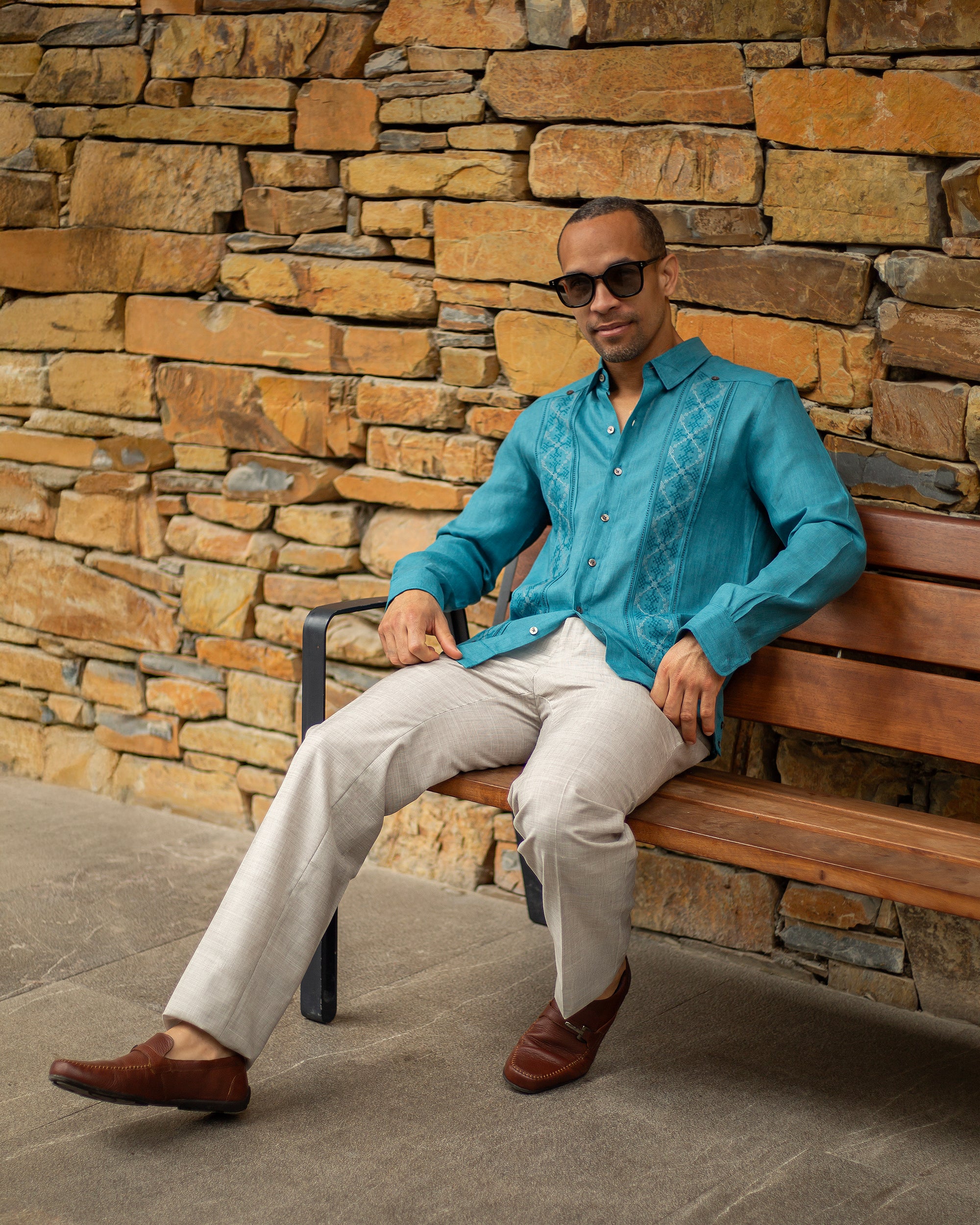 GUAYABERA ABITO VARIAN JADE MOSAICO