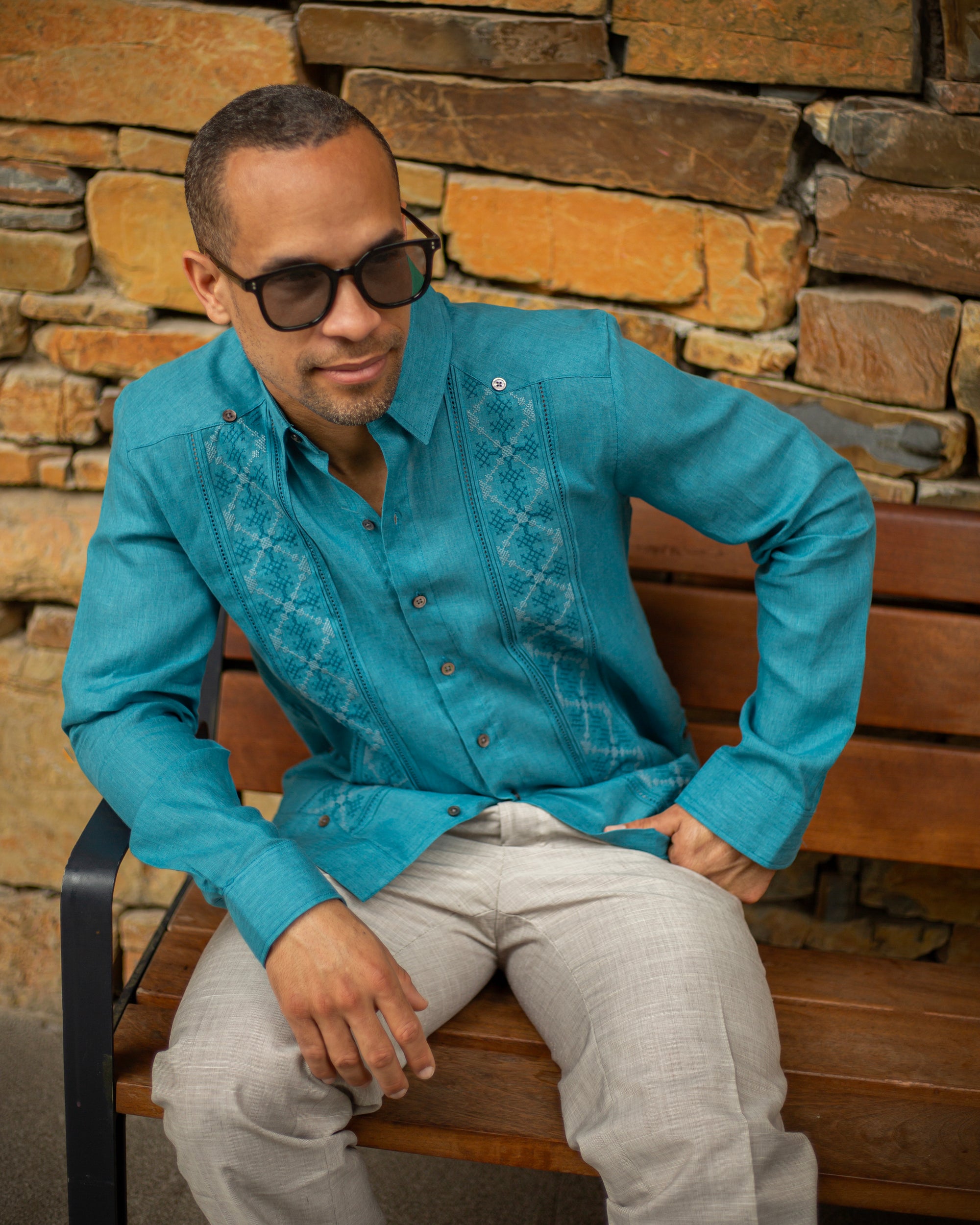 GUAYABERA ABITO VARIAN JADE MOSAICO