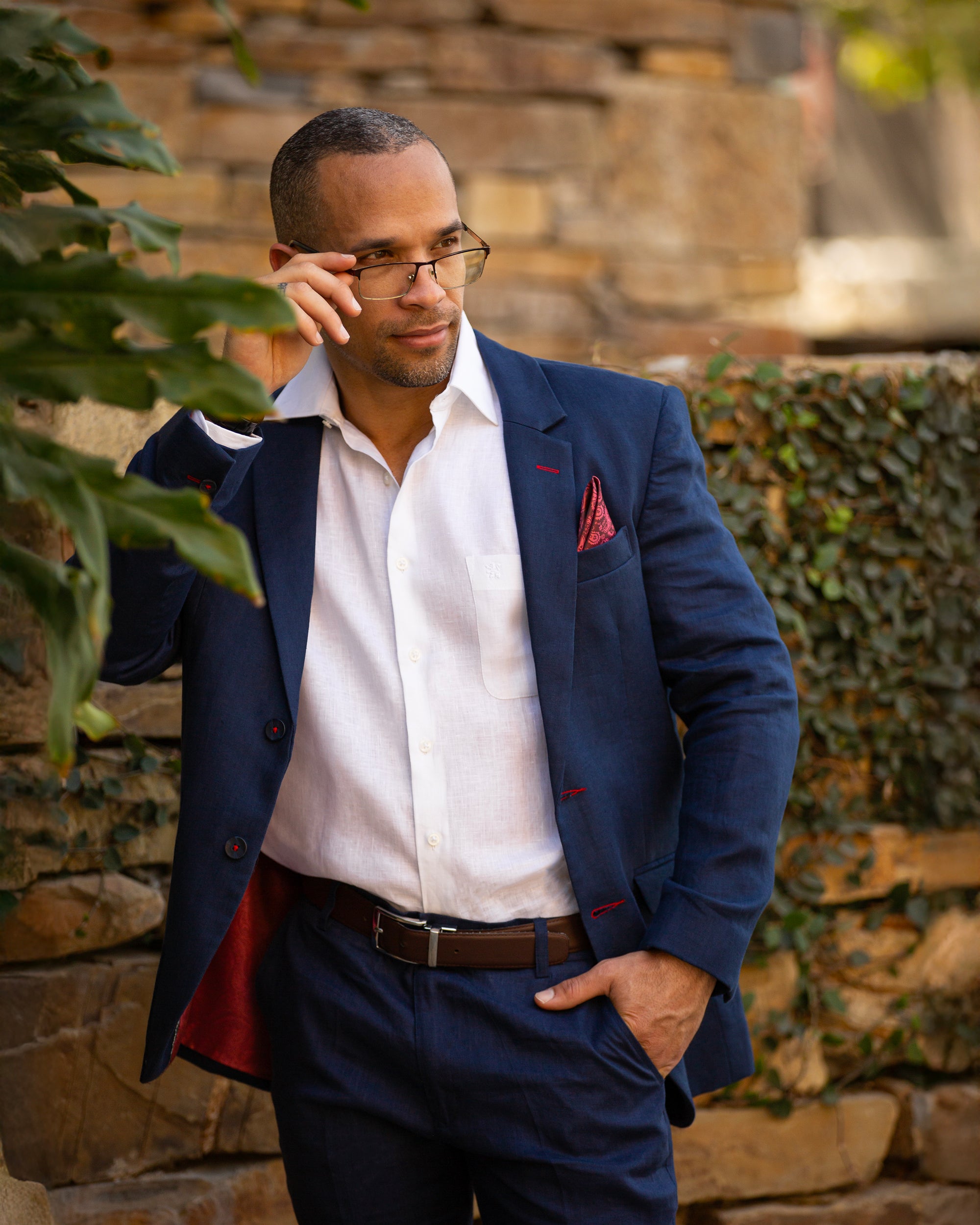 TRAJE DE LINO AZUL MARINO