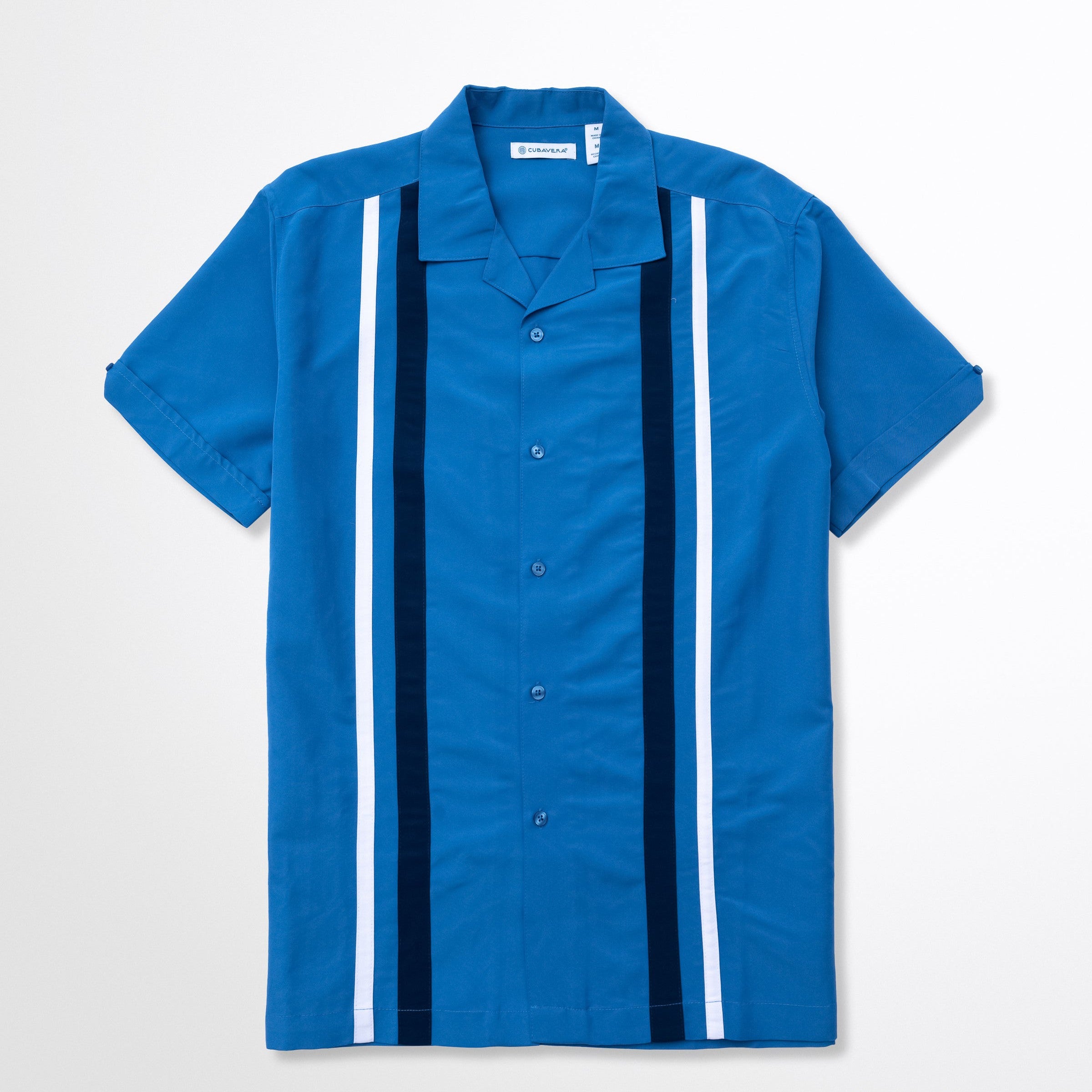 Cubavera Camicia Uomo Maniche Corte - Tessuto Dobby Con Ricamo Sfumato, Colletto A Punta, Morbida E Versatile