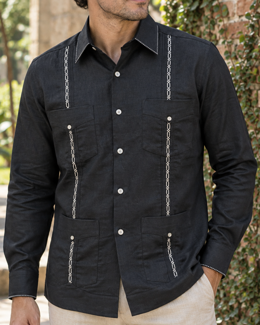 GUAYABERA MANCHESTER  TORRENTO NEGRO TALLA S