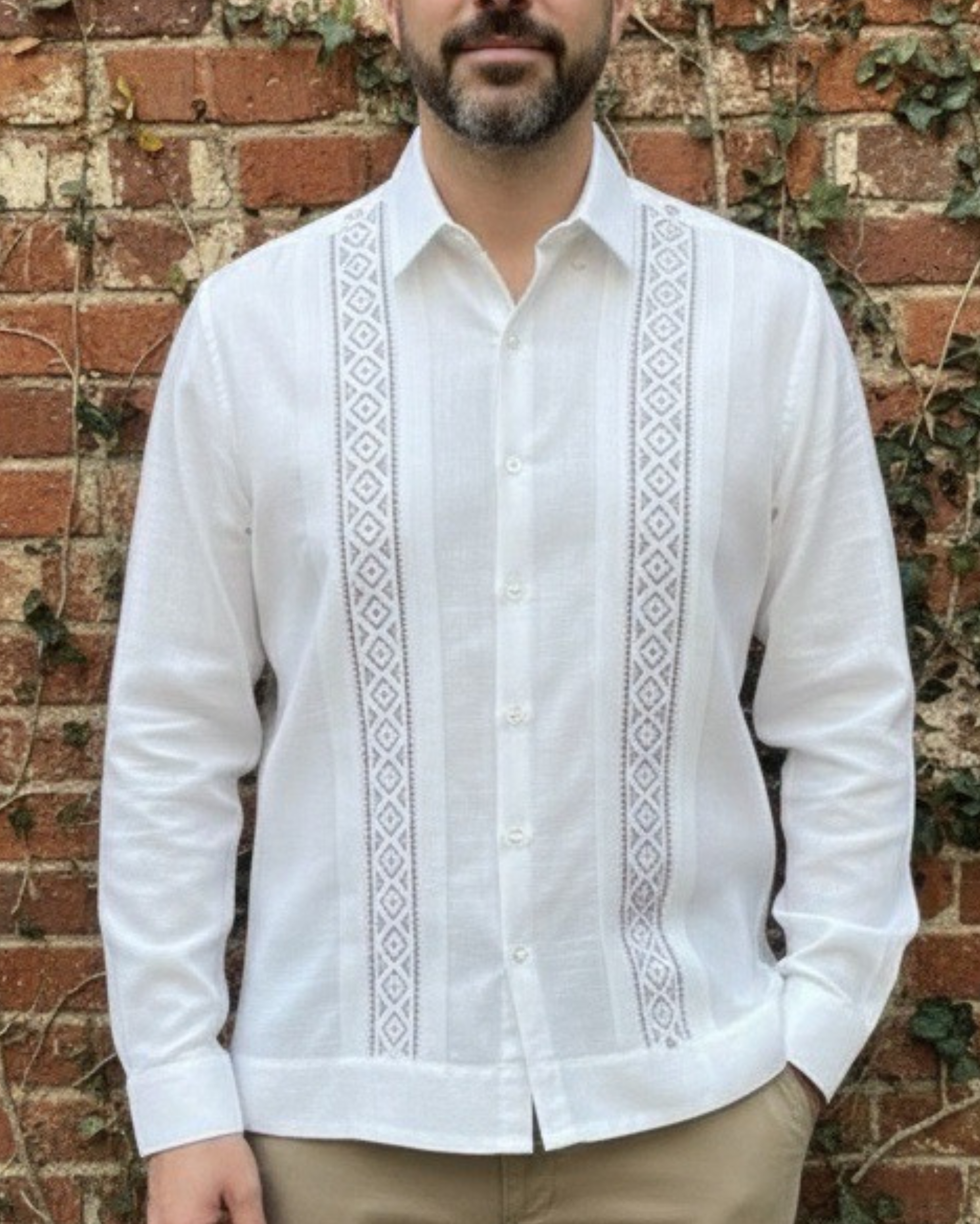 GUAYABERA MERIDANAS BLANCO ALFORJA
