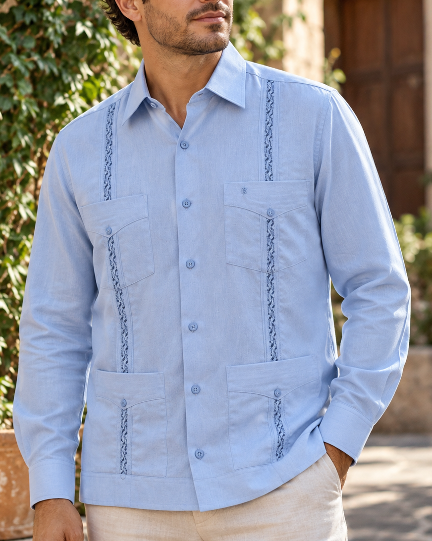 GUAYABERA MANCHESTER  JALAPA AZUL