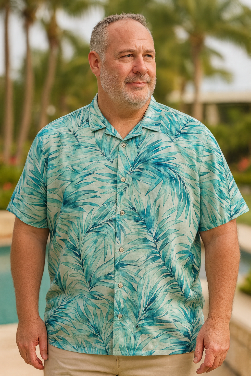 CAMISOLA TOMMY BAHAMA AQUA FRONDS XL