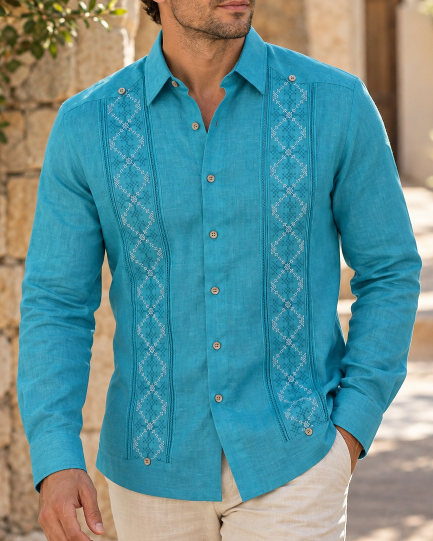 GUAYABERA ABITO VARIAN MOSAICO JADE